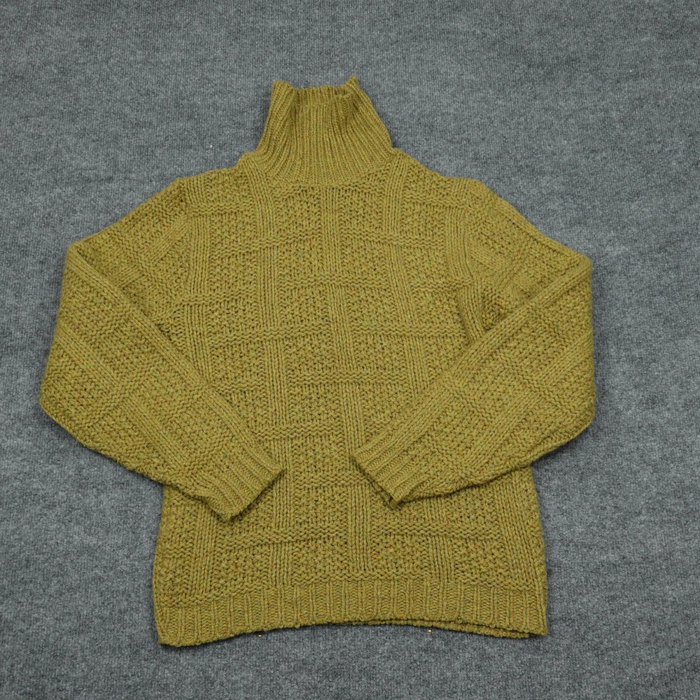 Vintage Manhattan Sweater Womens Medium Mustard Yellow Basketweave Turtleneck